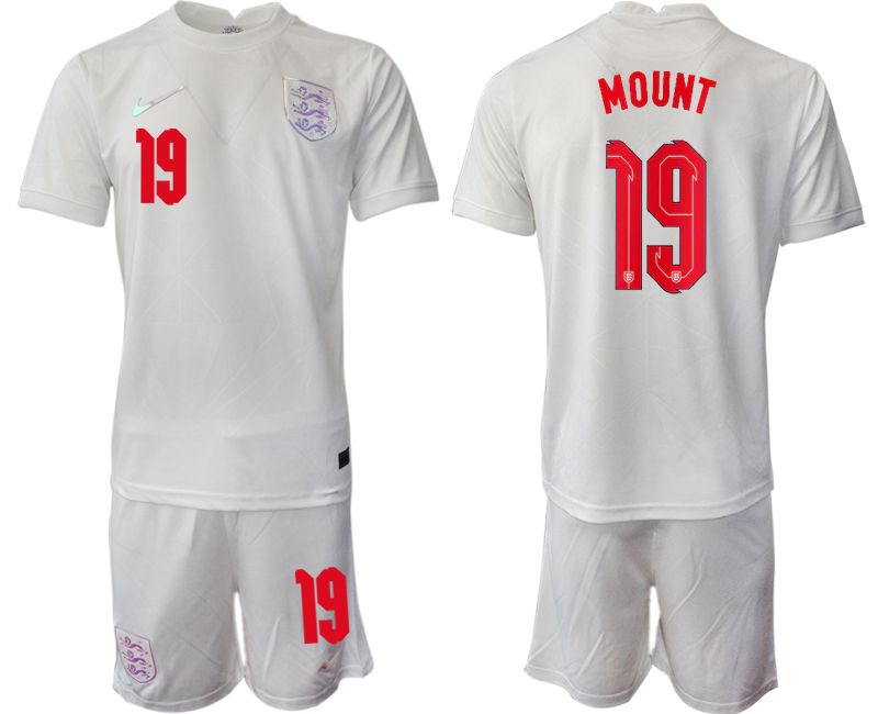 Men 2022 World Cup National Team England home white #19 Soccer Jersey->denmark->Soccer Country Jersey
